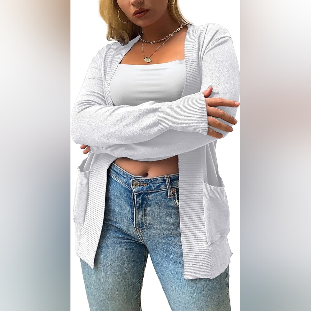 Womens Plus Size Open Front Cardigan